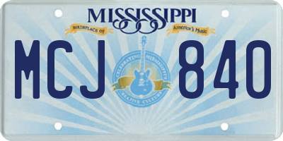 MS license plate MCJ840