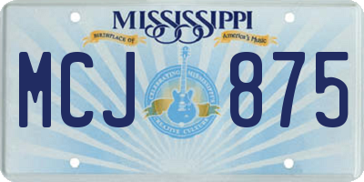 MS license plate MCJ875