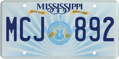 MS license plate MCJ892