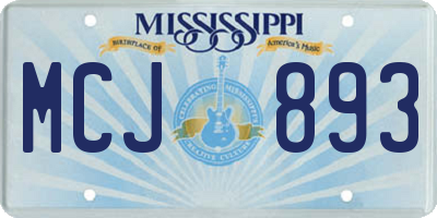 MS license plate MCJ893