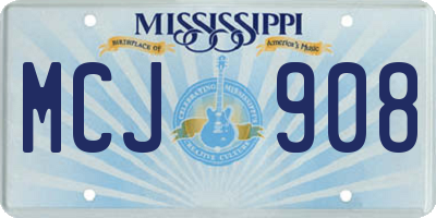 MS license plate MCJ908