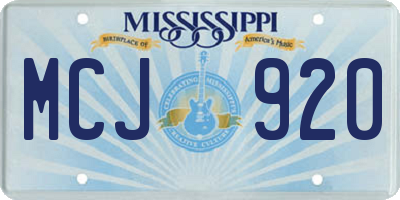 MS license plate MCJ920