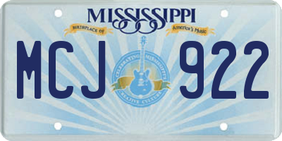 MS license plate MCJ922