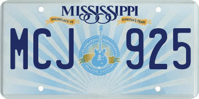 MS license plate MCJ925