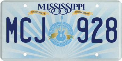 MS license plate MCJ928