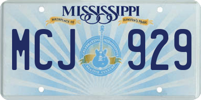 MS license plate MCJ929