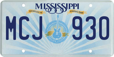 MS license plate MCJ930