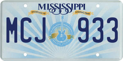 MS license plate MCJ933