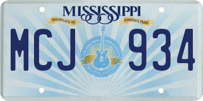 MS license plate MCJ934