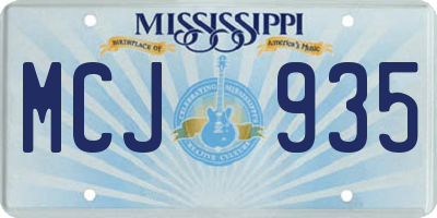 MS license plate MCJ935
