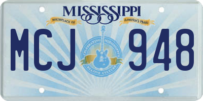 MS license plate MCJ948