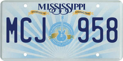 MS license plate MCJ958