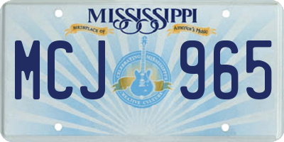 MS license plate MCJ965