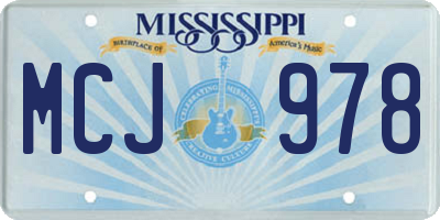 MS license plate MCJ978
