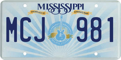 MS license plate MCJ981