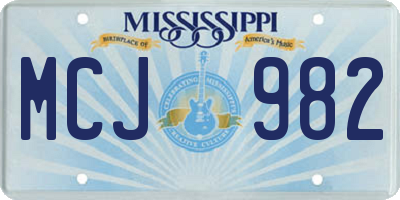 MS license plate MCJ982