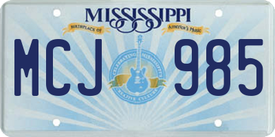 MS license plate MCJ985