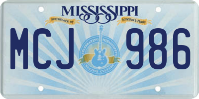 MS license plate MCJ986