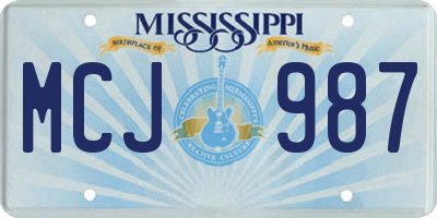 MS license plate MCJ987