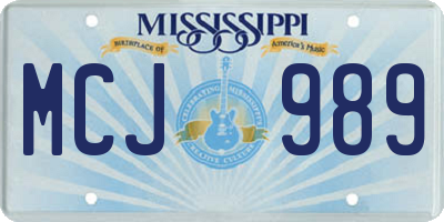 MS license plate MCJ989