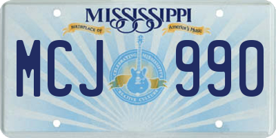 MS license plate MCJ990