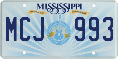 MS license plate MCJ993