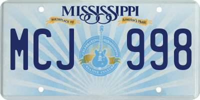 MS license plate MCJ998