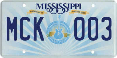 MS license plate MCK003
