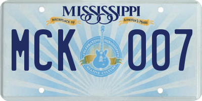 MS license plate MCK007