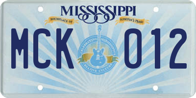 MS license plate MCK012