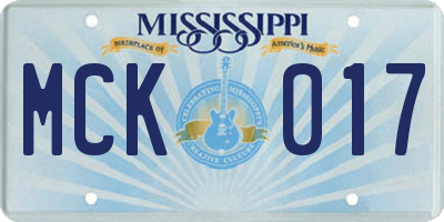 MS license plate MCK017