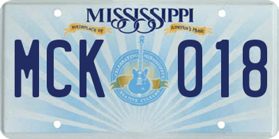 MS license plate MCK018