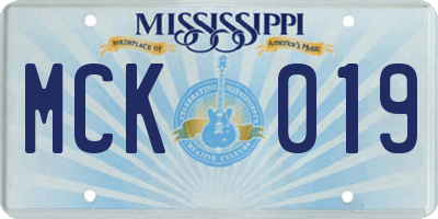 MS license plate MCK019