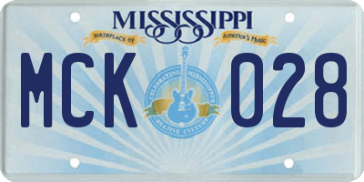 MS license plate MCK028