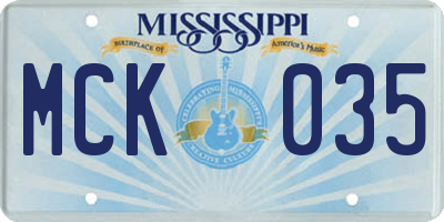 MS license plate MCK035