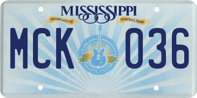 MS license plate MCK036