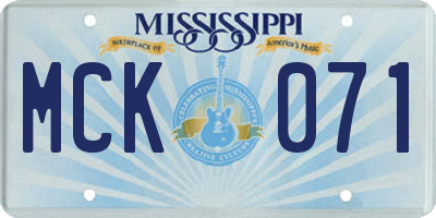 MS license plate MCK071