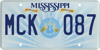 MS license plate MCK087