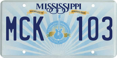 MS license plate MCK103