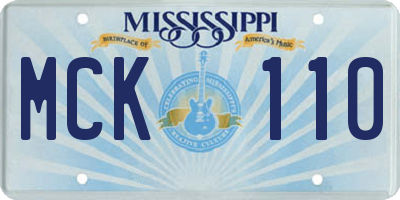 MS license plate MCK110