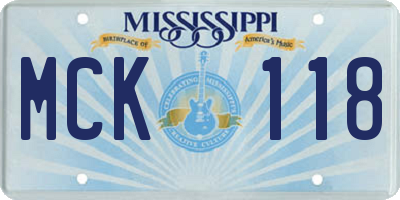 MS license plate MCK118