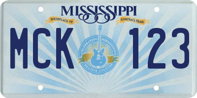 MS license plate MCK123