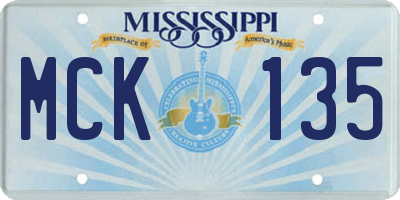 MS license plate MCK135