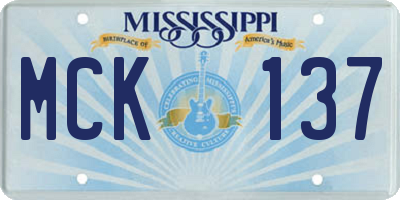 MS license plate MCK137