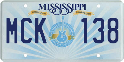 MS license plate MCK138