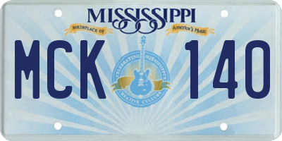 MS license plate MCK140