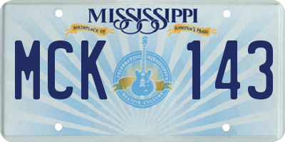 MS license plate MCK143