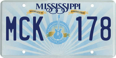 MS license plate MCK178