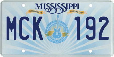 MS license plate MCK192