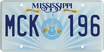 MS license plate MCK196
